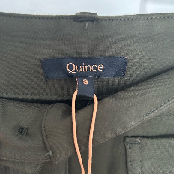 Quince Ultra Stretch Ponte Cropped Wide Leg 24” Olive Pants SZ 8 NWT - Picture 4 of 8